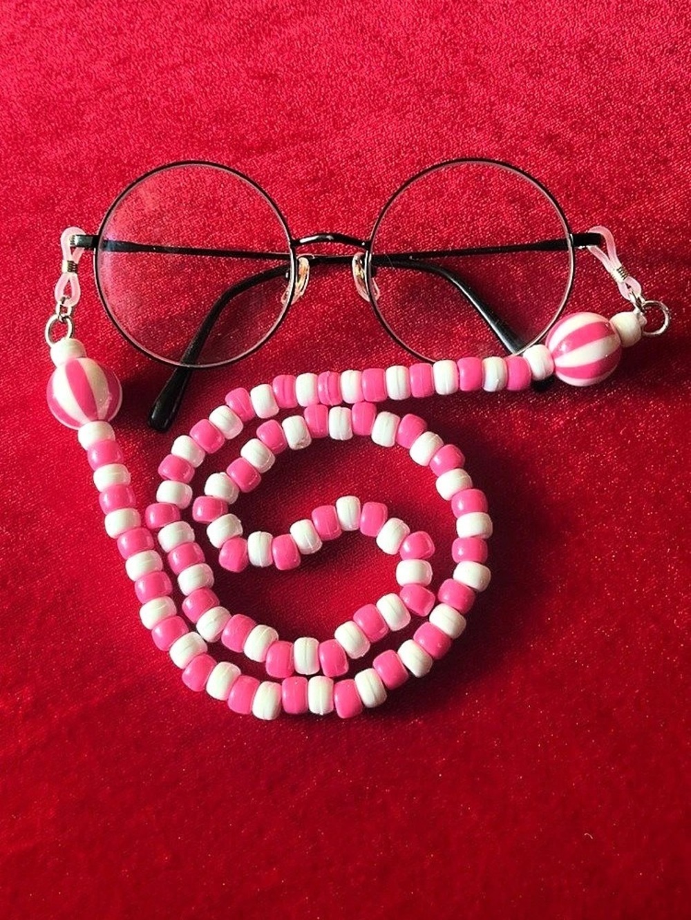 Dark Pink & White Clown Glasses Chain